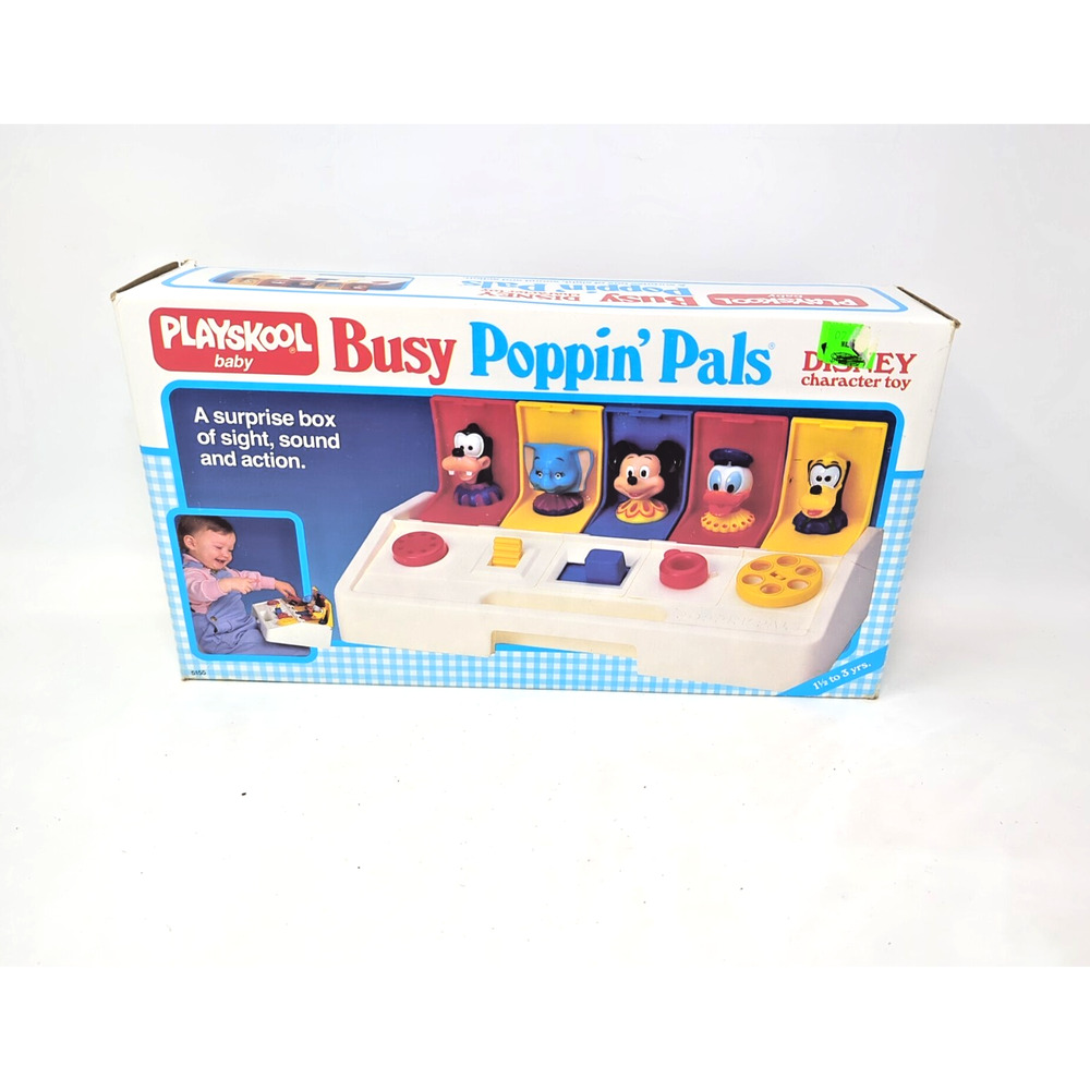 VTG 1983 Disney BUSY POPPIN' PALS Pop-Up Toy Goofy Dumbo Mickey Donald Pluto